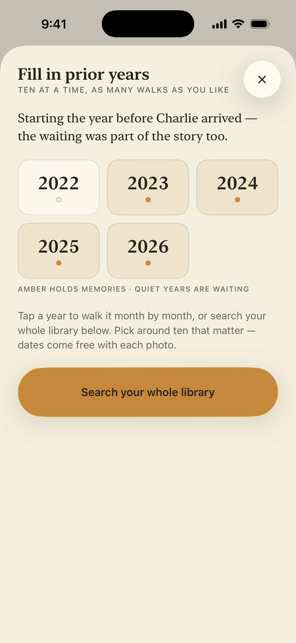 The Fill in prior years screen